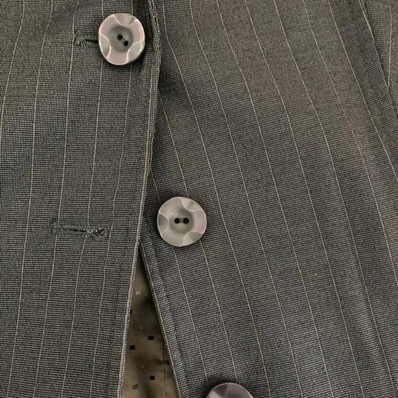 ATELIER Sz 12 Business Career Pinstripe Pantsuit Polka Dot Contrast Lining Suit - Picture 7 of 10